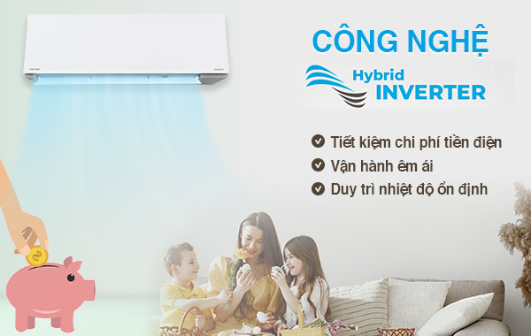 Máy lạnh Toshiba Inverter 2.5 HP RAS-H24E2KCVG-V - Công nghệ Hybrid Inverter tiết kiệm điện
